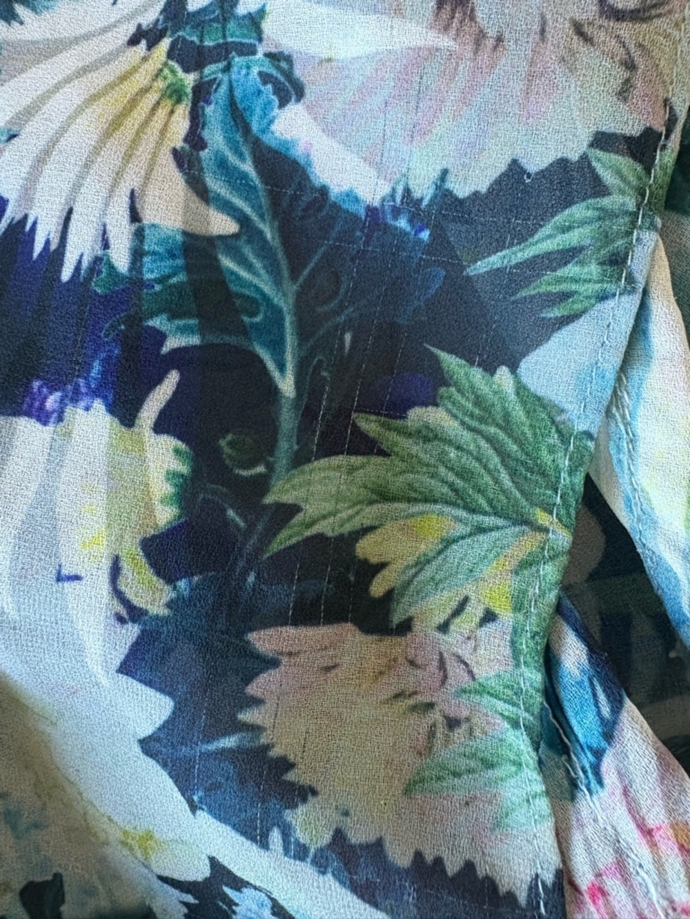 Sau Lee Freida Blue Moody Floral Asymmetrical Dress Mermaid Wedding Guest Size 6 - Picture 12 of 14